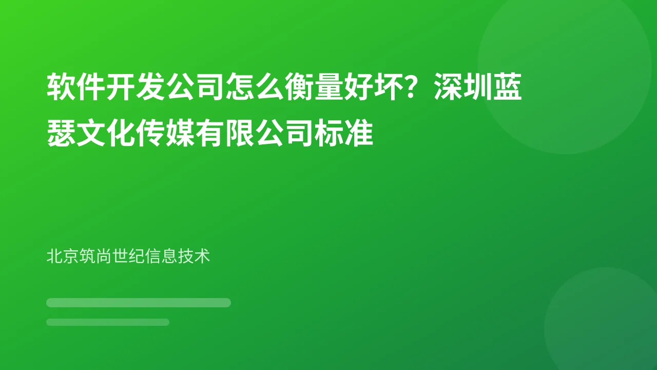 软件开发公司怎么衡量好坏?深圳蓝瑟文化传媒有限公司标准